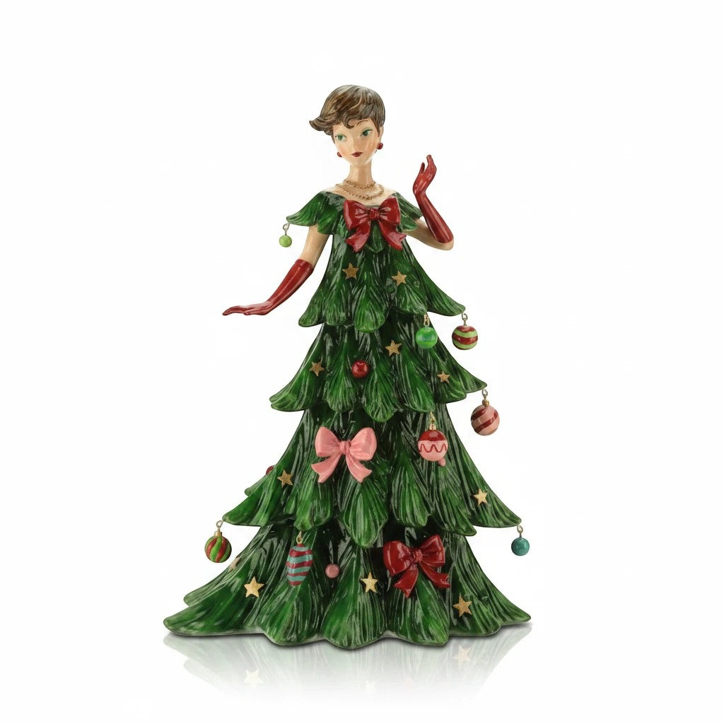 Sea Dragon Dreams Mark Roberts Christmas Tree Fashion Lady figurine wearing a green tree dress with festive ornaments