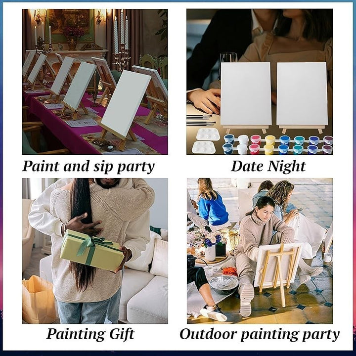 Sea Dragon Dreams couples sip and paint kit featuring canvases, easels, acrylic paints, and brushes for date nights.