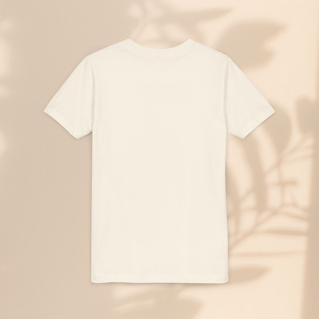 Sea Dragon Dreams youth t-shirt in cream cotton blend, back view, displayed against a soft neutral background.