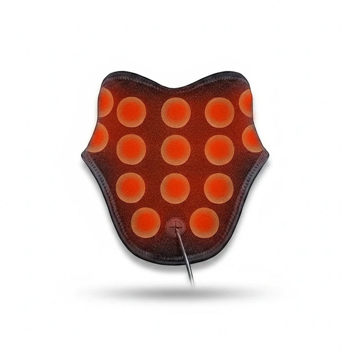 Sea Dragon Dreams wearable far infrared neck and shoulder heating pad with glowing orange heat zones