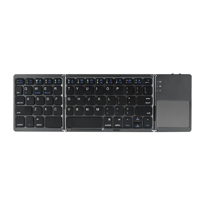 Sea Dragon Dreams foldable wireless Bluetooth keyboard in dark grey with a built-in touchpad for portable typing.
