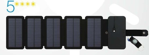 Sea Dragon Dreams portable folding solar panel charger with USB output for camping and hiking gear