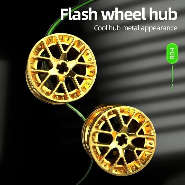 Sea Dragon Dreams gold-coloured metal-look flash wheel hubs for custom building block car models