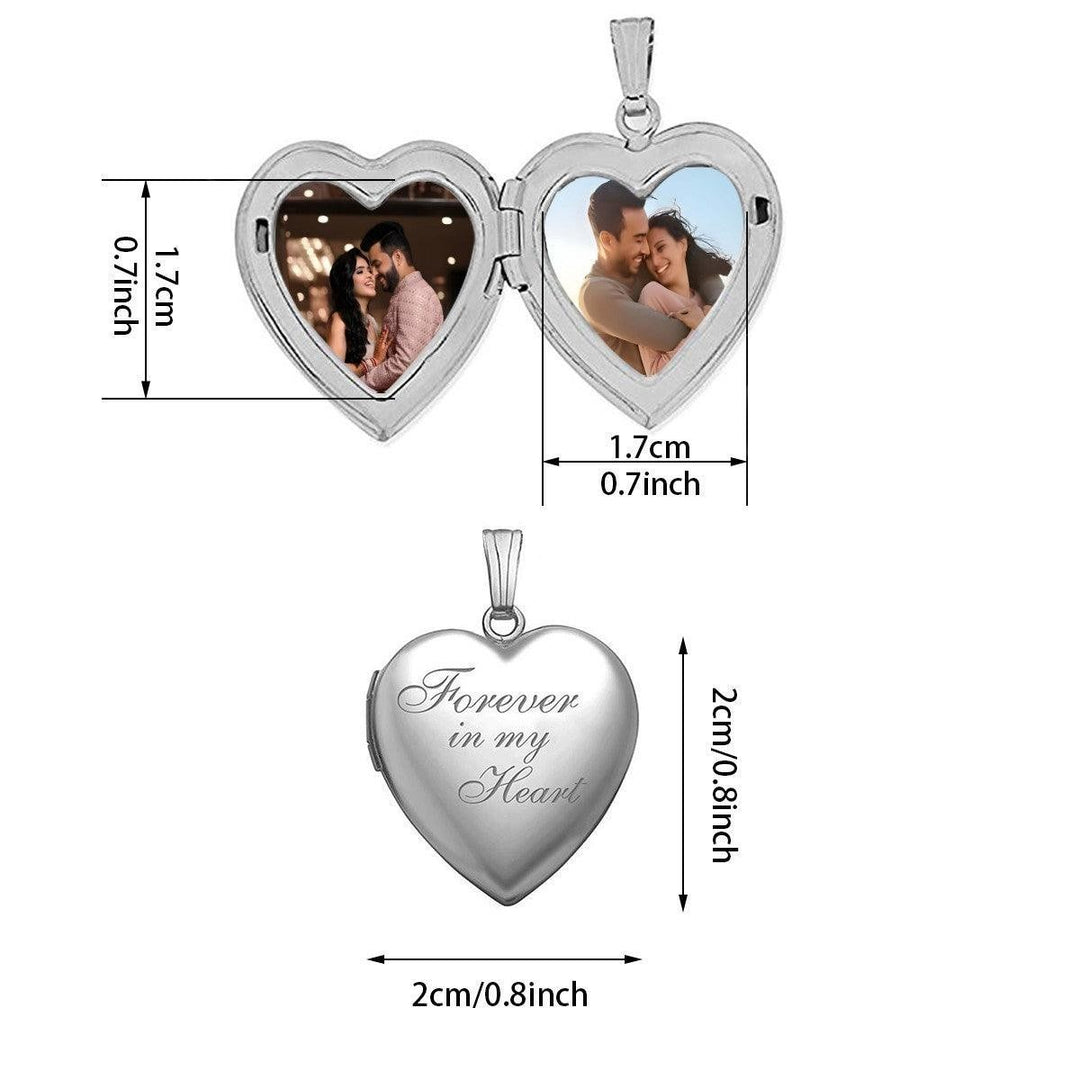 Sea Dragon Dreams stainless steel heart locket necklace with custom photo interior and Forever in my Heart engraving