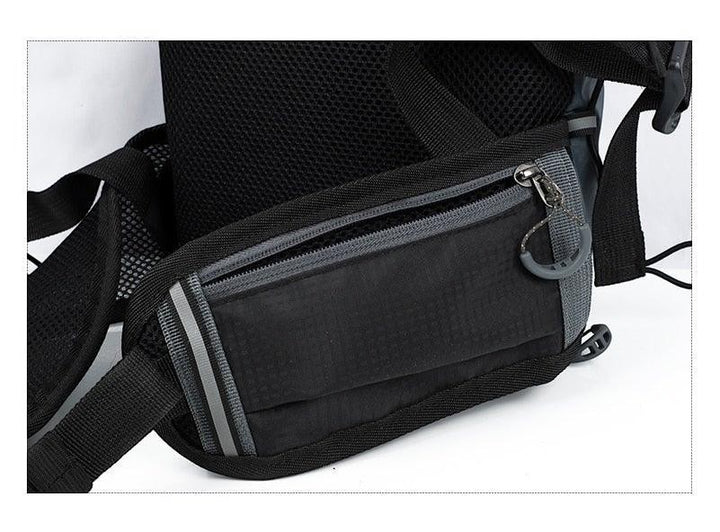 Sea Dragon Dreams 10L hydration backpack waist strap with zippered pocket, reflective strip, and breathable mesh