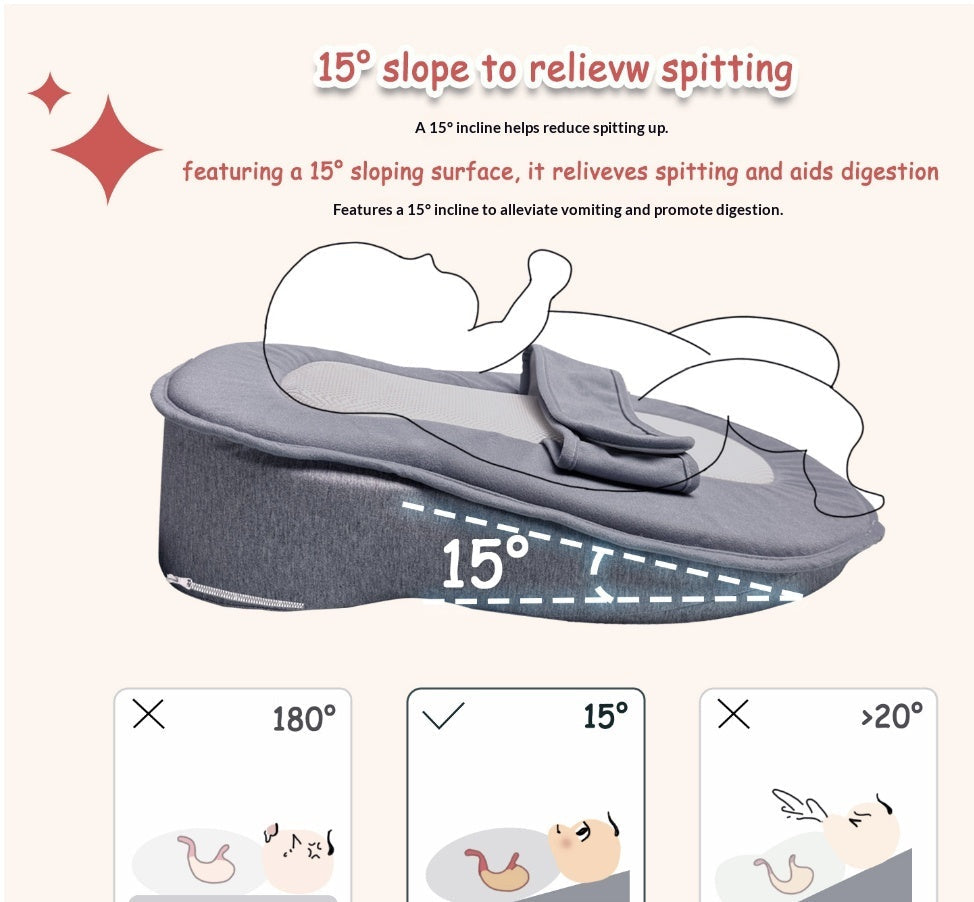 Sea Dragon Dreams grey inclined baby feeding pad with 15-degree slope for comfortable breastfeeding and bottle-feeding