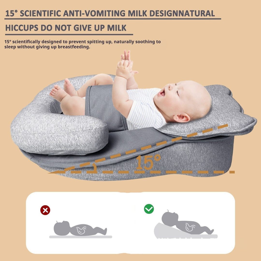 Sea Dragon Dreams grey inclined baby feeding pad with 15-degree angle for comfortable breastfeeding and bottle-feeding