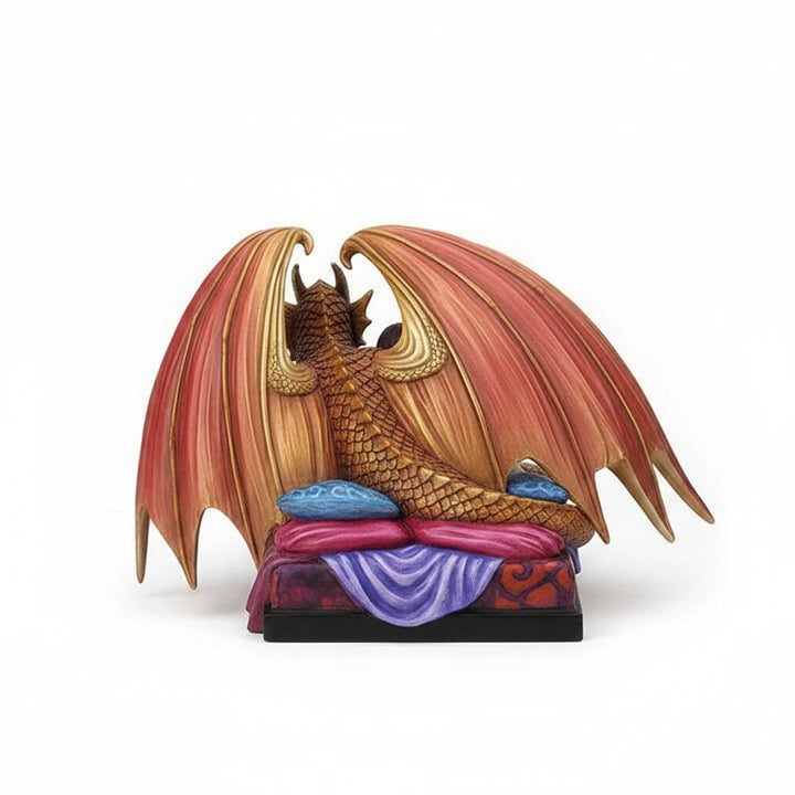 Sea Dragon Dreams Inner Sanctum Anne Stokes dragon figurine showing the detailed back view of the dragon on a chaise