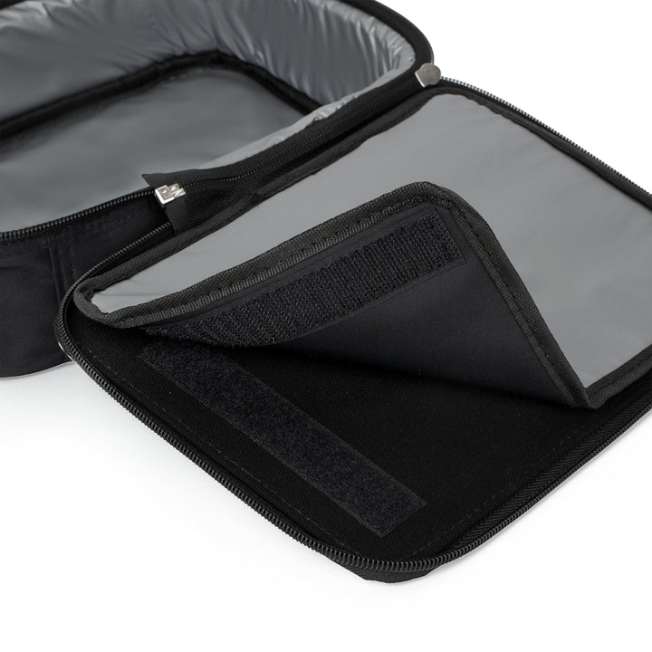 Sea Dragon Dreams Teacher Time lunch bag with black polyester exterior, zippered closure, and insulated grey lining.
