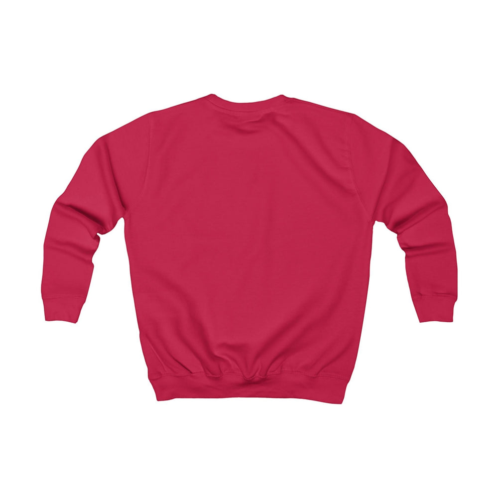 Sea Dragon Dreams kids red sweatshirt, back view, made from soft cotton-polyester blend fabric.