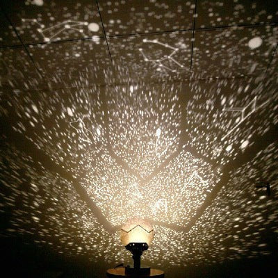 Sea Dragon Dreams LED star projector lamp casting constellations and starlight patterns on a dark room ceiling
