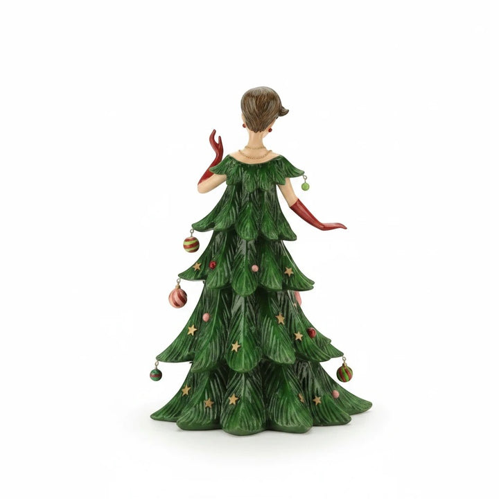 Sea Dragon Dreams Mark Roberts Christmas Tree Fashion Lady figurine wearing a green tree dress with festive ornaments