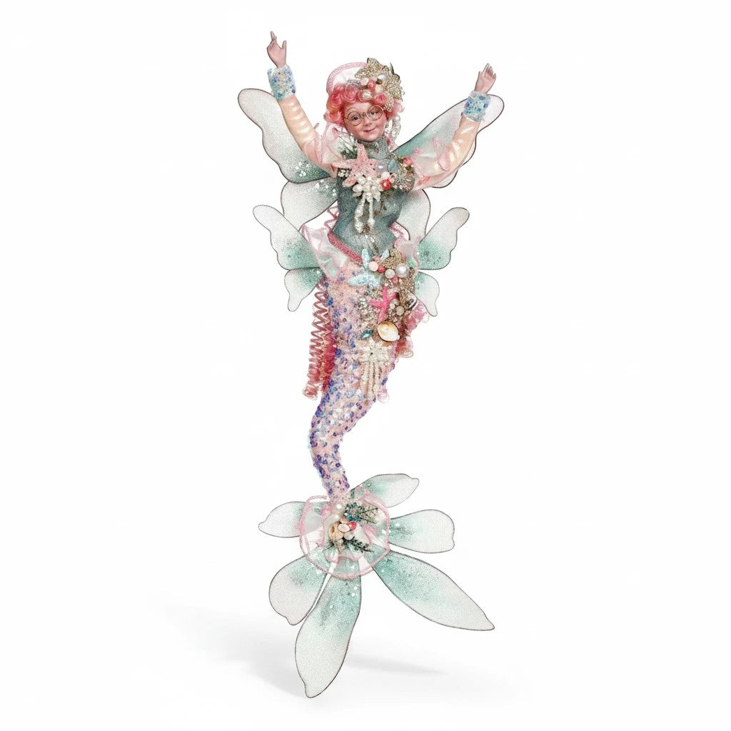 Sea Dragon Dreams Mark Roberts limited edition mermaid fairy figurine with pink hair, seashell accents, and wings.