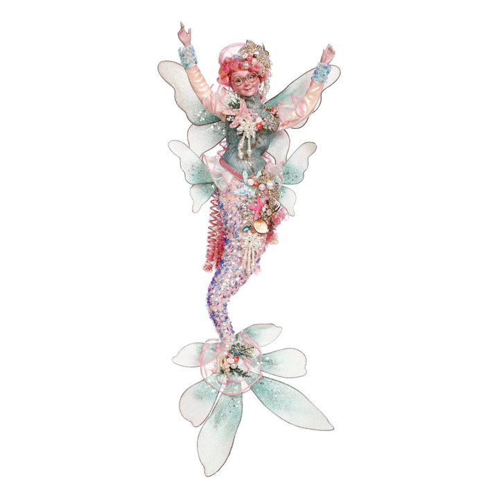 Sea Dragon Dreams Mark Roberts medium mermaid fairy figurine with pink hair, iridescent tail, and ornate detailing.
