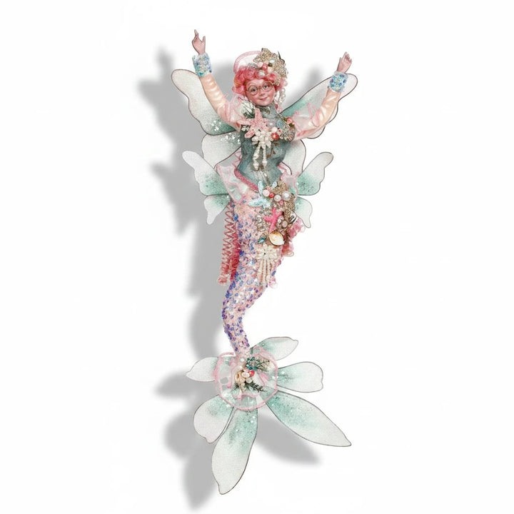 Sea Dragon Dreams Mark Roberts limited edition mermaid fairy figurine with pink hair, teal tail, and floral accents.