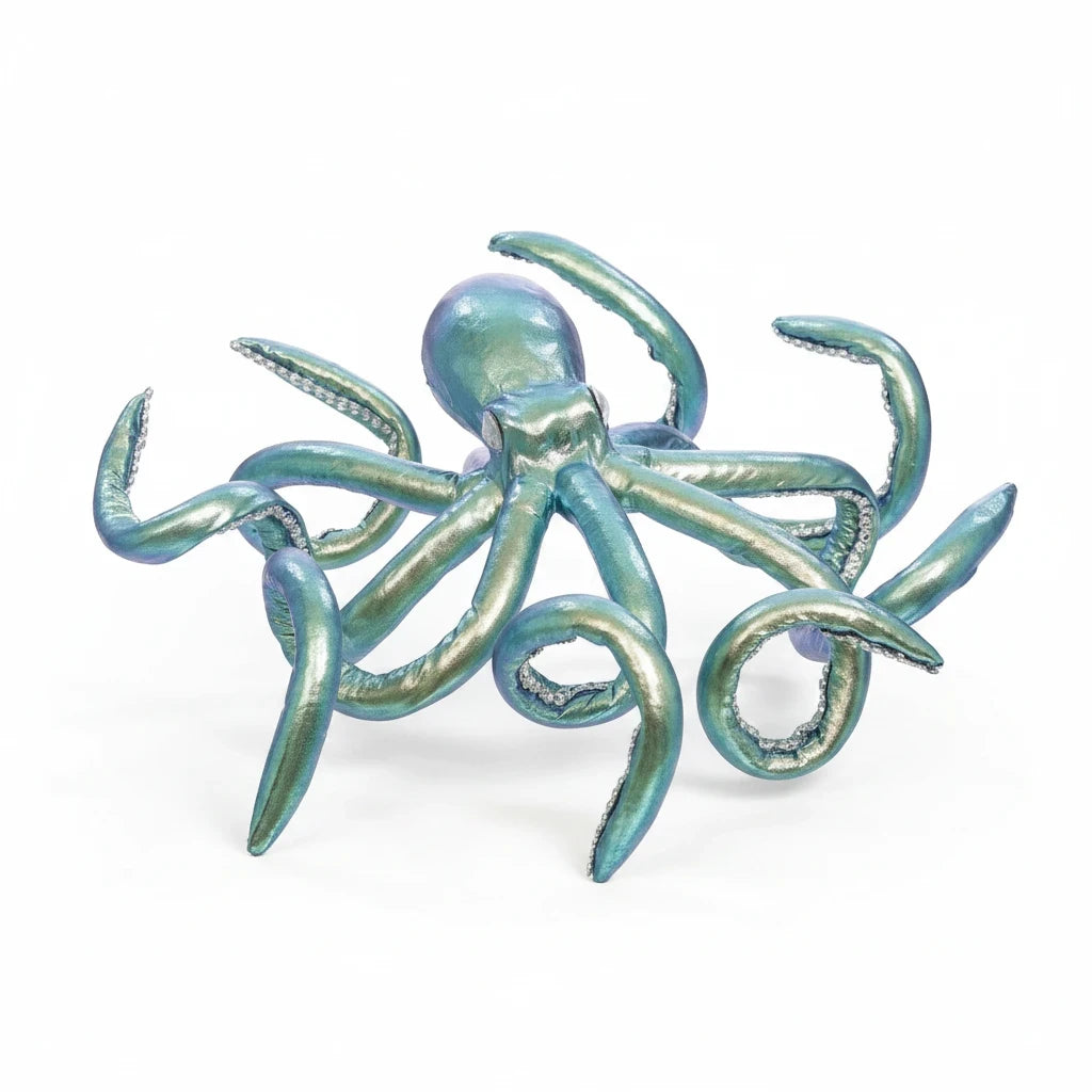 Sea Dragon Dreams Mark Roberts 11.5-inch turquoise octopus figurine with luxurious fabric and detailed tentacles.