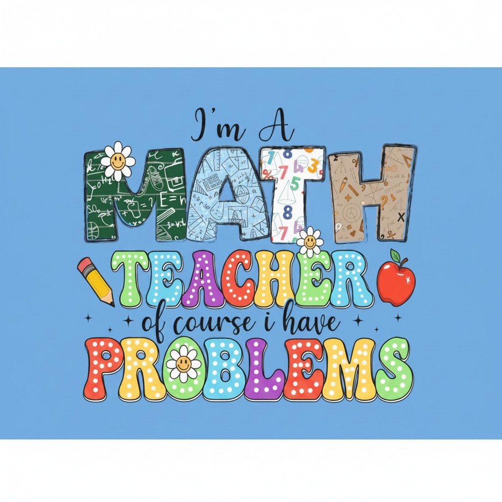 Sea Dragon Dreams lunch bag featuring a colorful Math Teacher design with math symbols, a pencil, and an apple.