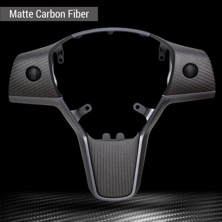 Sea Dragon Dreams matte carbon fiber steering wheel trim cover for Tesla Model 3 and Model Y interior upgrade