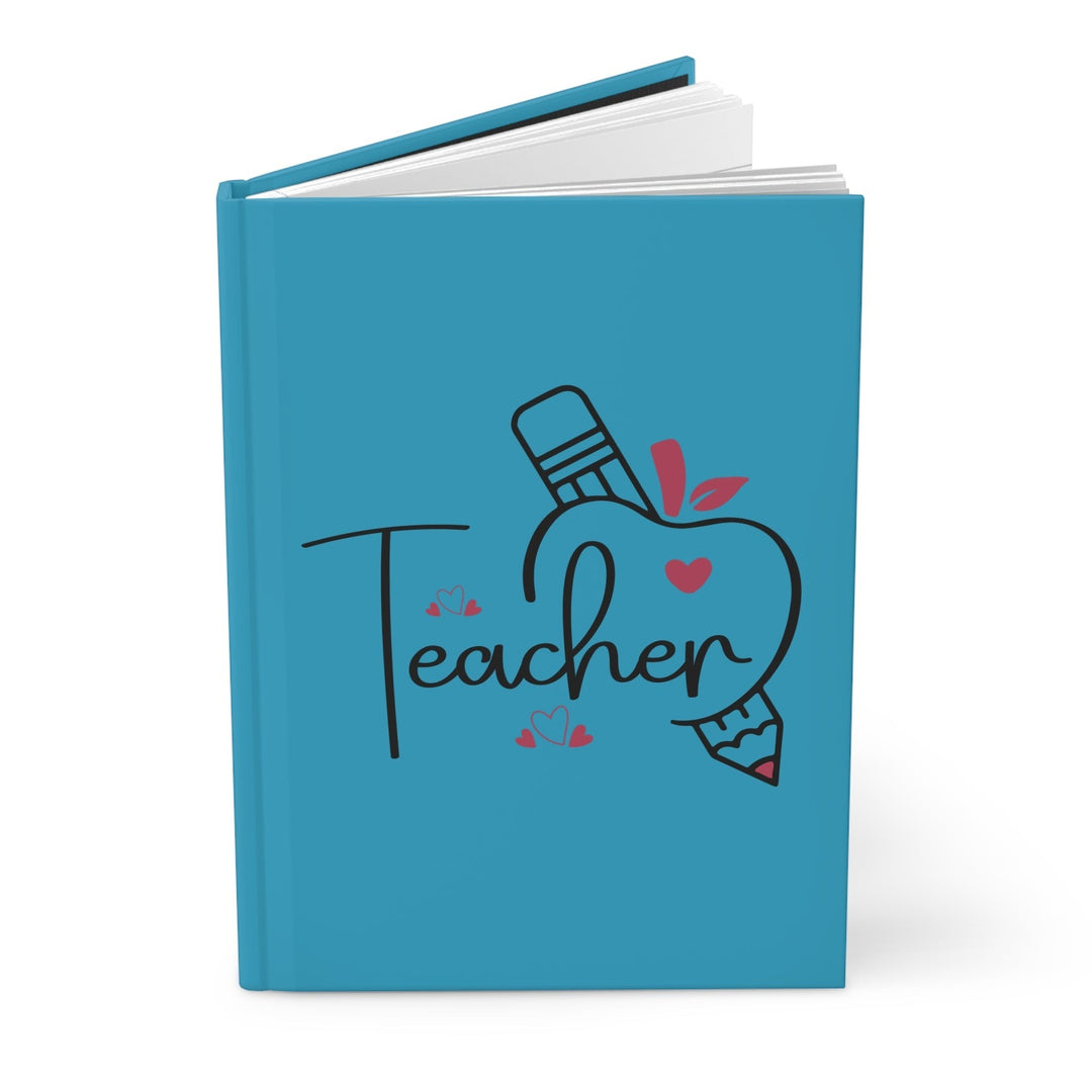 Sea Dragon Dreams hardcover journal with a matte teal finish, featuring a Teacher Love pencil and heart graphic.