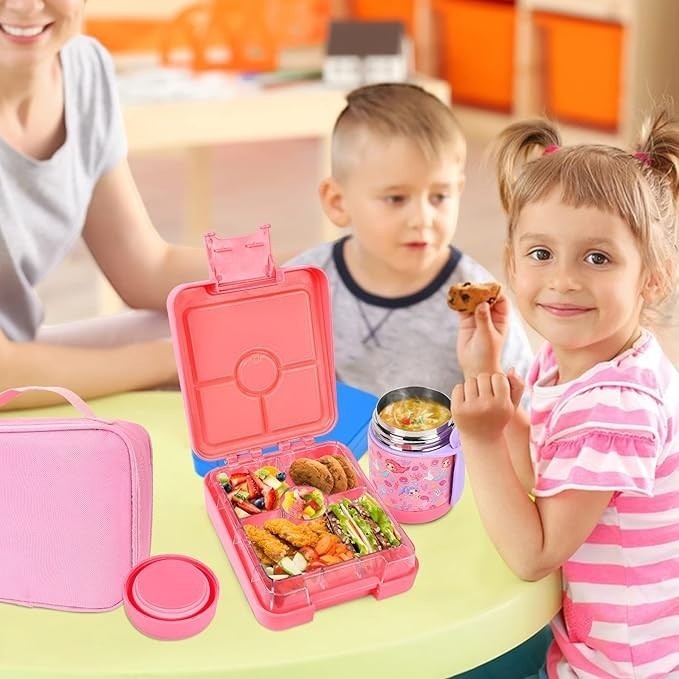 Sea Dragon Dreams pink mermaid bento lunch box set with insulated food jar and matching bag for kids