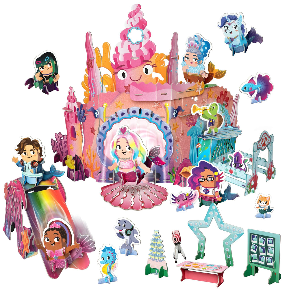Sea Dragon Dreams Coral Castle buildable playset with 8 mermaid figures, play pieces, and a colorful dance floor.
