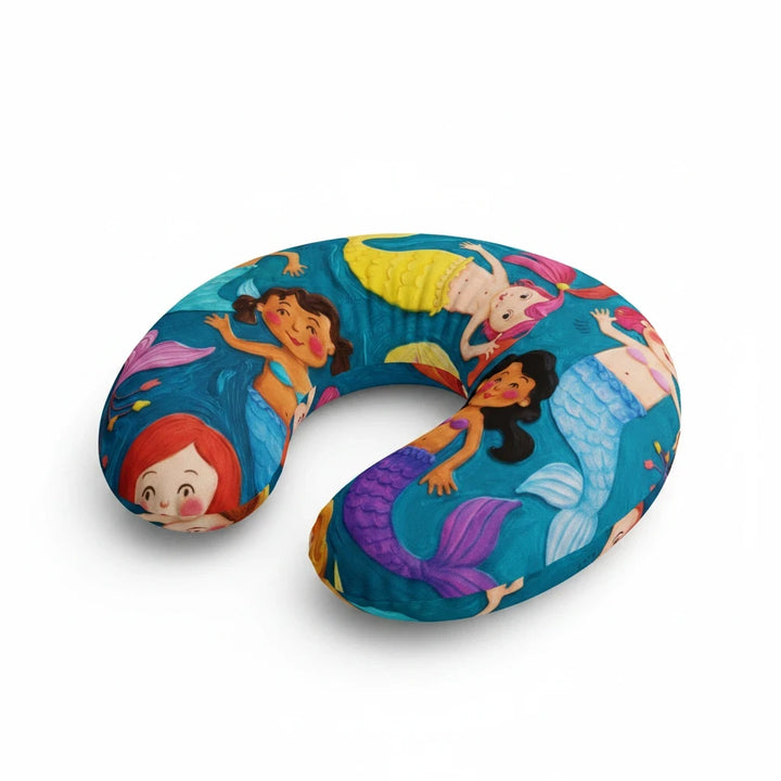Sea Dragon Dreams nursing pillow cover featuring a colorful mermaid and underwater ocean theme on soft jersey fabric.