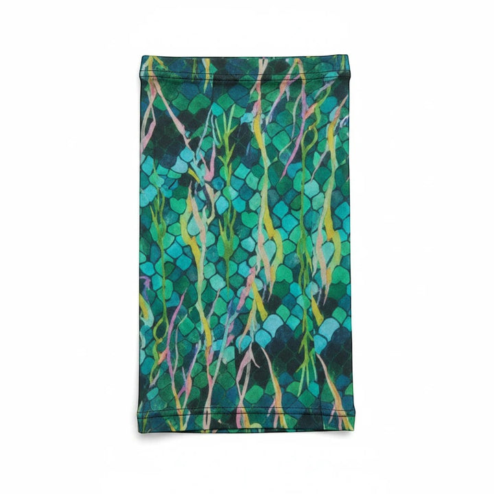 Sea Dragon Dreams unisex mermaid scale print microfiber gloves with green and blue aquatic pattern