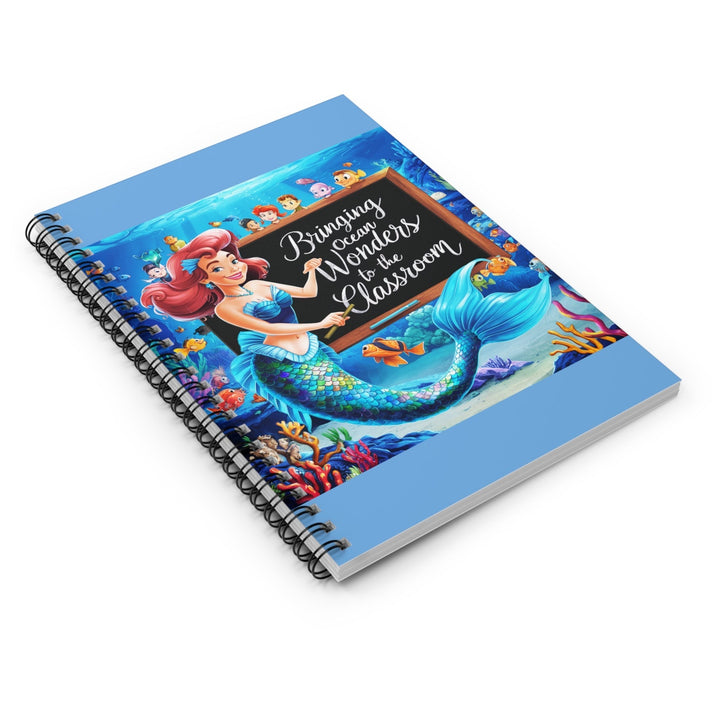 Sea Dragon Dreams spiral notebook featuring a mermaid teacher illustration with the text Bringing Wonders to the Classroom