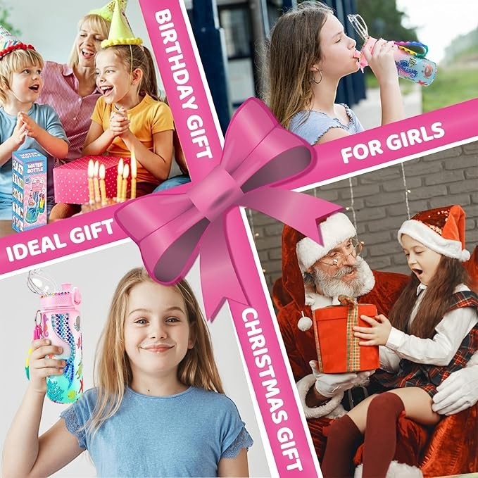 Sea Dragon Dreams mermaid paint-your-own water bottle craft kit for girls, shown as a fun birthday and Christmas gift.