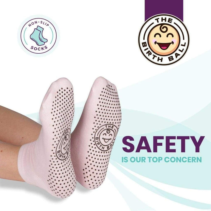 Sea Dragon Dreams non-slip pink socks with grip soles for pregnancy and labor safety