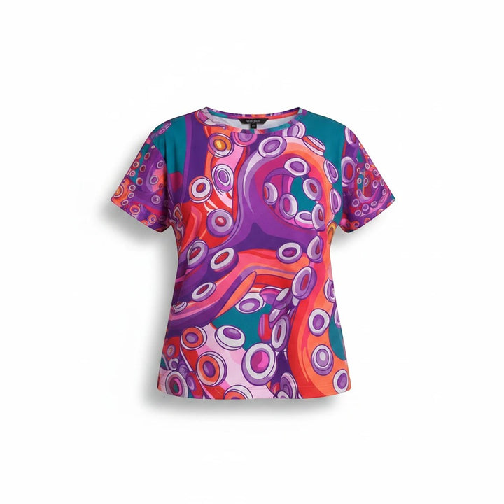 Sea Dragon Dreams women's sports jersey featuring a vibrant, artistic octopus tentacle print in purple and orange.