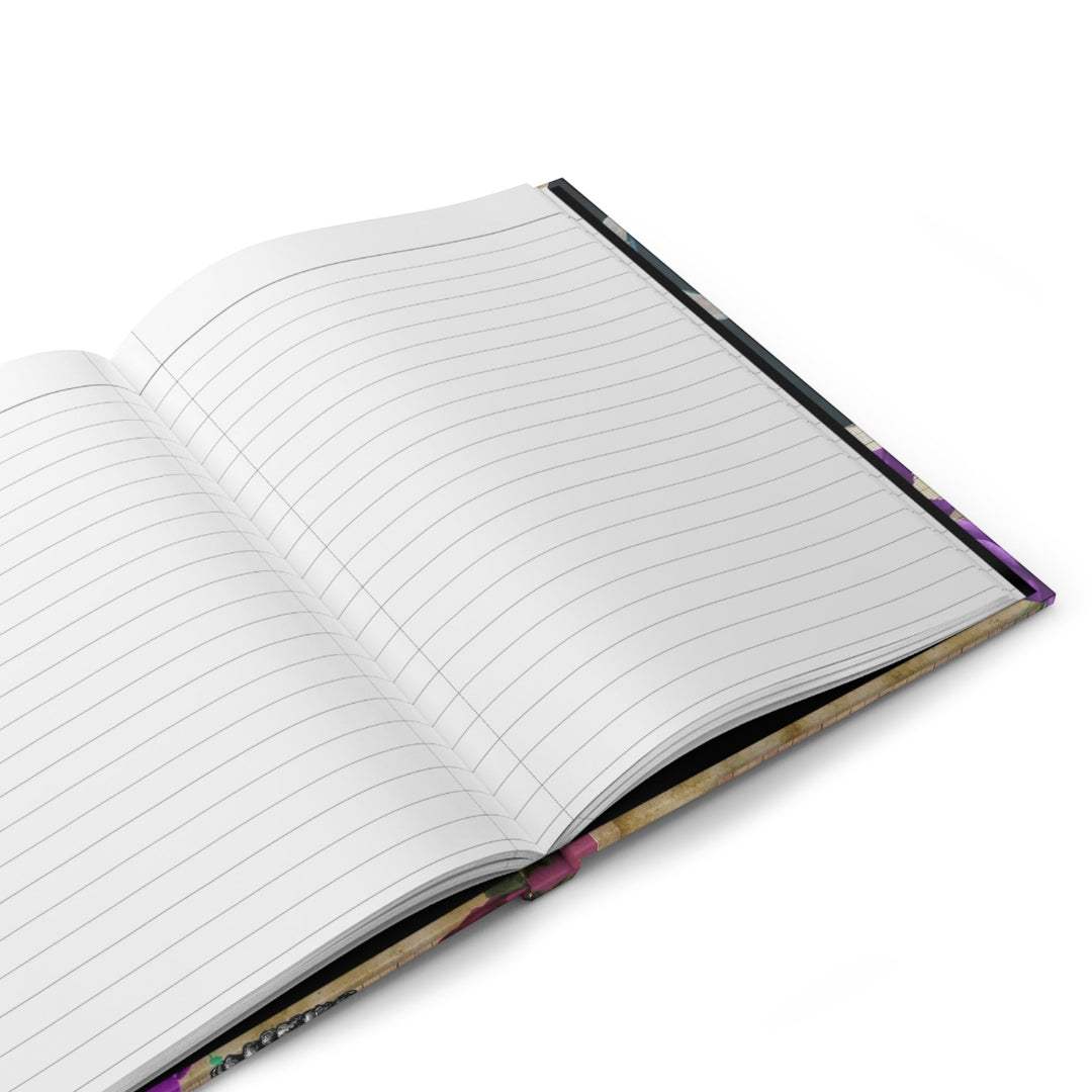 Sea Dragon Dreams open hardcover journal with lined white pages and casewrap binding