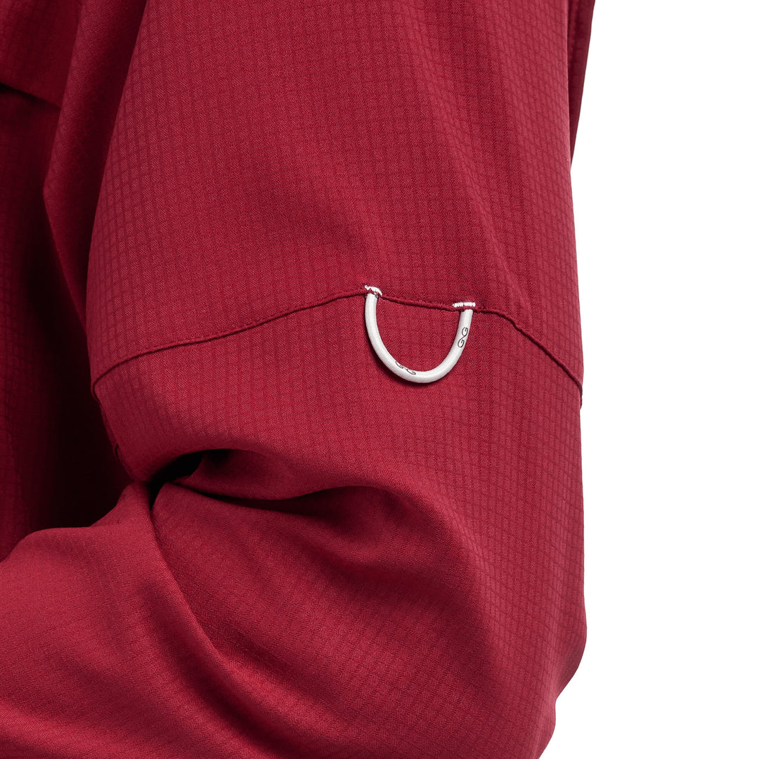 Sea Dragon Dreams oxblood long sleeve scout shirt featuring a durable grid texture and a utility D-ring on the sleeve.