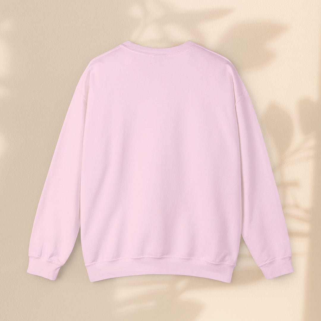 Sea Dragon Dreams light pink unisex crewneck sweatshirt with a classic fit and ribbed cuffs on a neutral background.