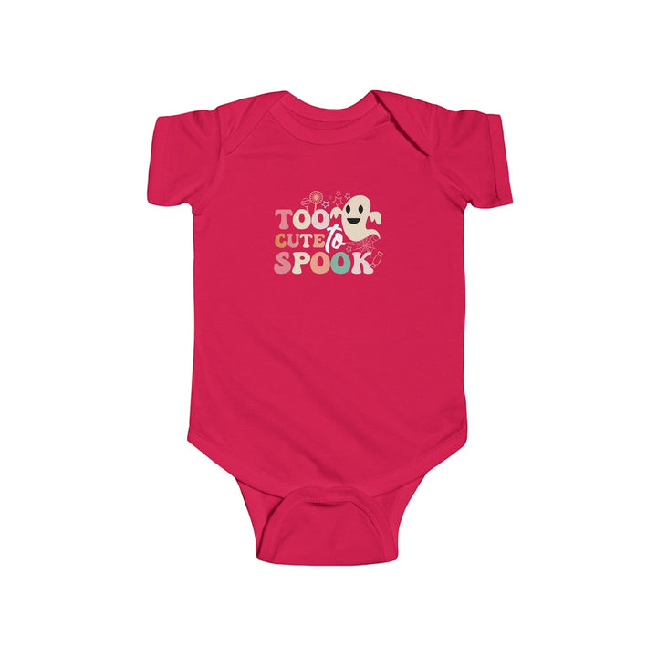 Sea Dragon Dreams infant bodysuit in bright pink with Too Cute To Spook ghost graphic for Halloween.