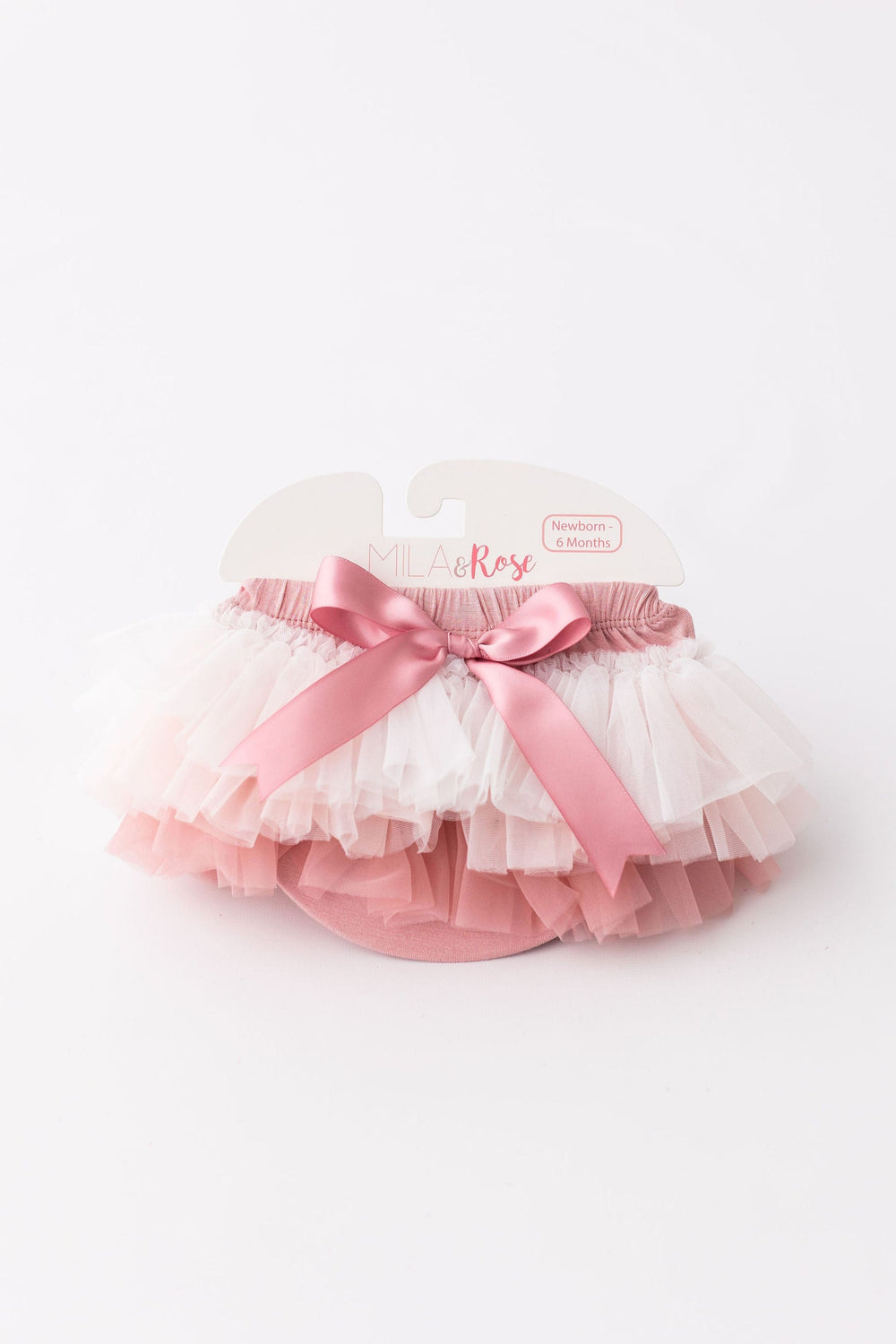 Sea Dragon Dreams vintage pink ombre ruffle tutu bloomer with a satin bow, perfect for baby milestone photography.