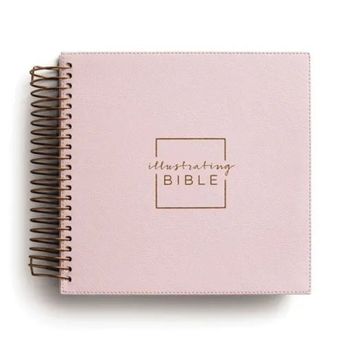 Sea Dragon Dreams NIV Illustrating Bible in pink with a metallic copper spiral binding and square hardcover design.