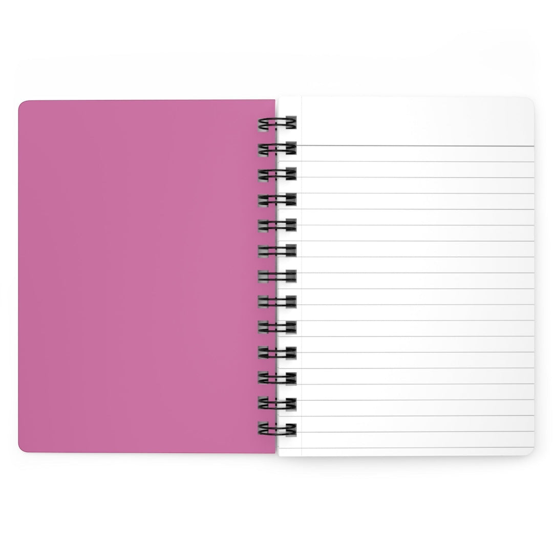 Sea Dragon Dreams spiral bound journal open to a pink inside cover and lined paper page
