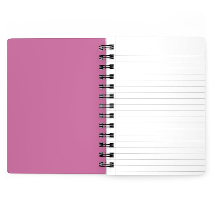 Sea Dragon Dreams spiral bound journal open to a pink inside cover and lined paper page