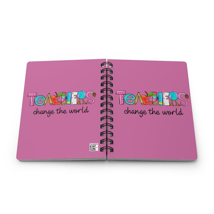 Sea Dragon Dreams spiral bound journal with pink cover and Teachers Change The World text design