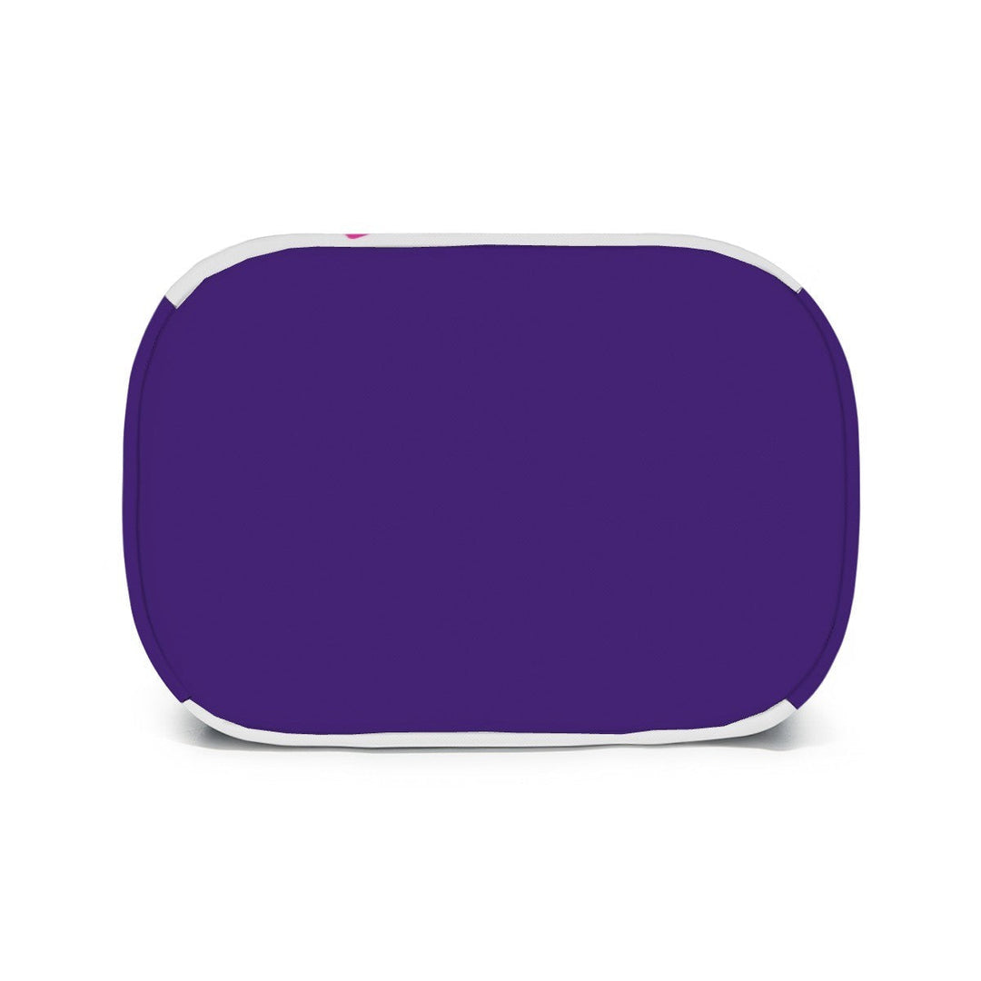 Sea Dragon Dreams custom lunch bag featuring a solid purple exterior with white trim and rounded corners