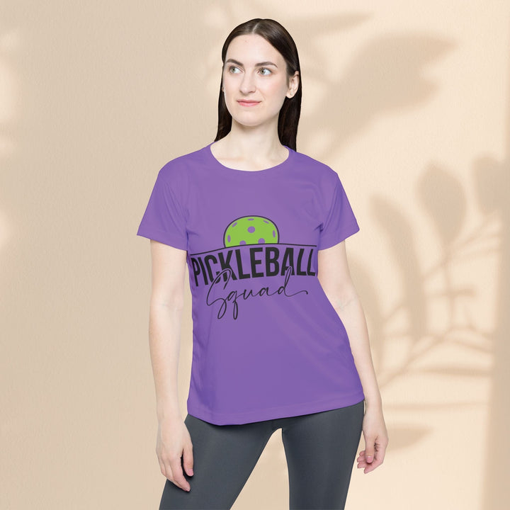 Sea Dragon Dreams purple moisture-wicking women's sports jersey with Pickleball Squad graphic print
