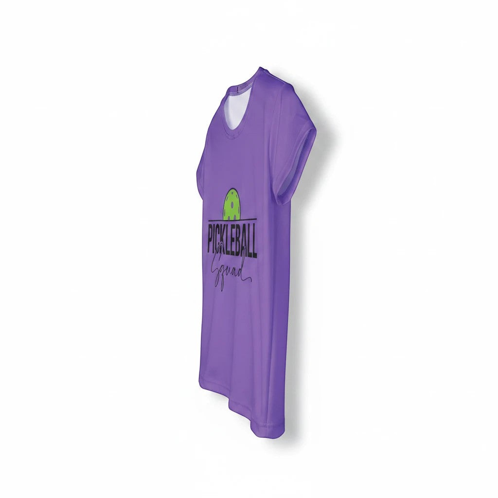 Sea Dragon Dreams purple moisture-wicking women's sports jersey with Pickleball Squad graphic print