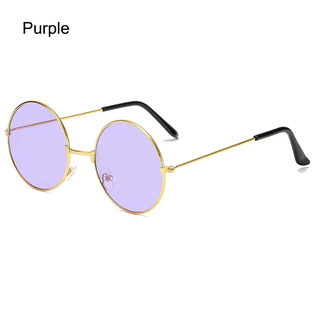 Sea Dragon Dreams purple round novelty sunglasses with a gold metal frame for cosplay and costume parties