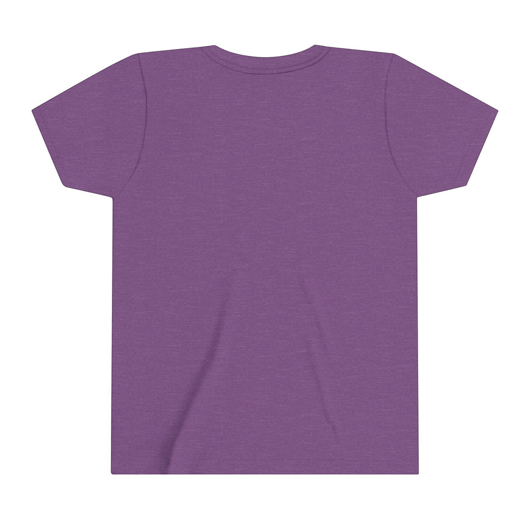 Sea Dragon Dreams purple youth short sleeve t-shirt, back view, made of soft ring-spun cotton.