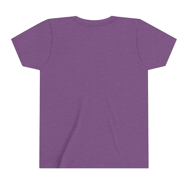 Sea Dragon Dreams purple youth short sleeve t-shirt, back view, made of soft ring-spun cotton.