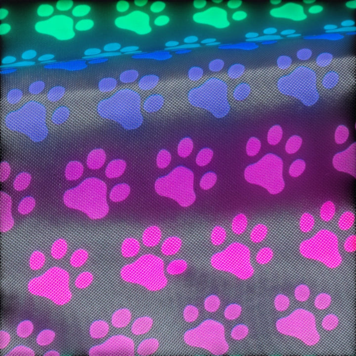 Sea Dragon Dreams magnetic mailbox cover featuring a vibrant rainbow paw print pattern on durable fabric