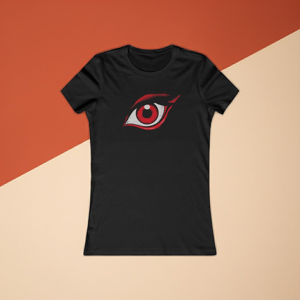 Sea Dragon Dreams black women's favorite tee featuring a vibrant red dragon eye graphic on the chest.