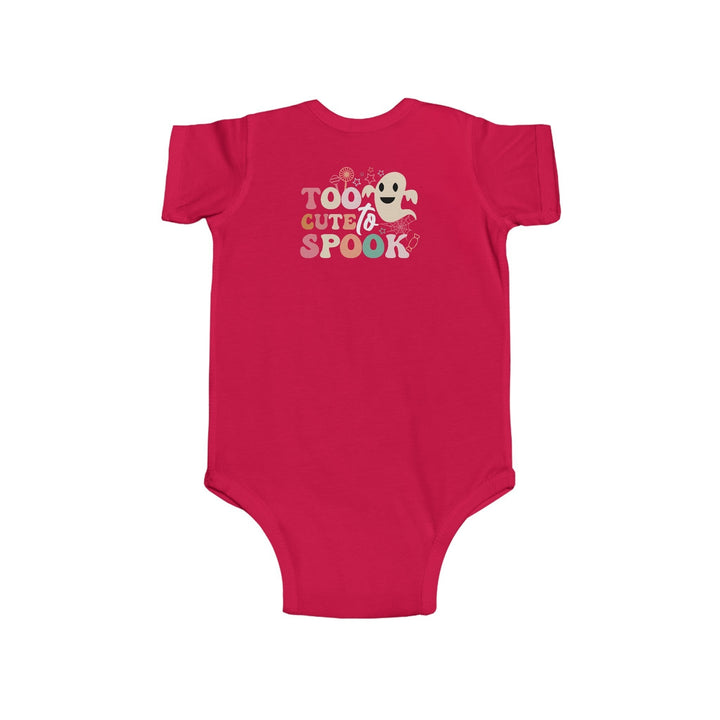 Sea Dragon Dreams red infant bodysuit with Too Cute To Spook ghost graphic for Halloween