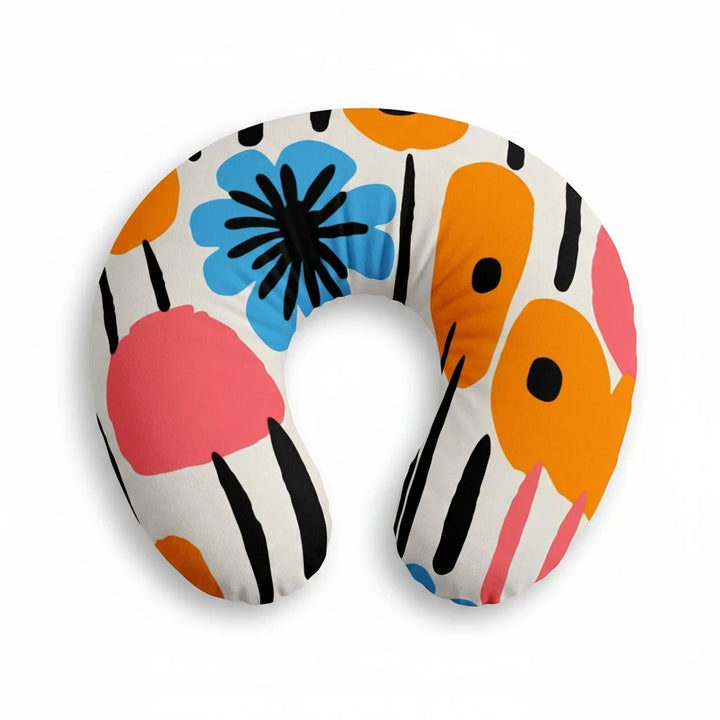 Sea Dragon Dreams nursing pillow cover with a colorful retro floral pattern on a soft jersey-knit fabric.